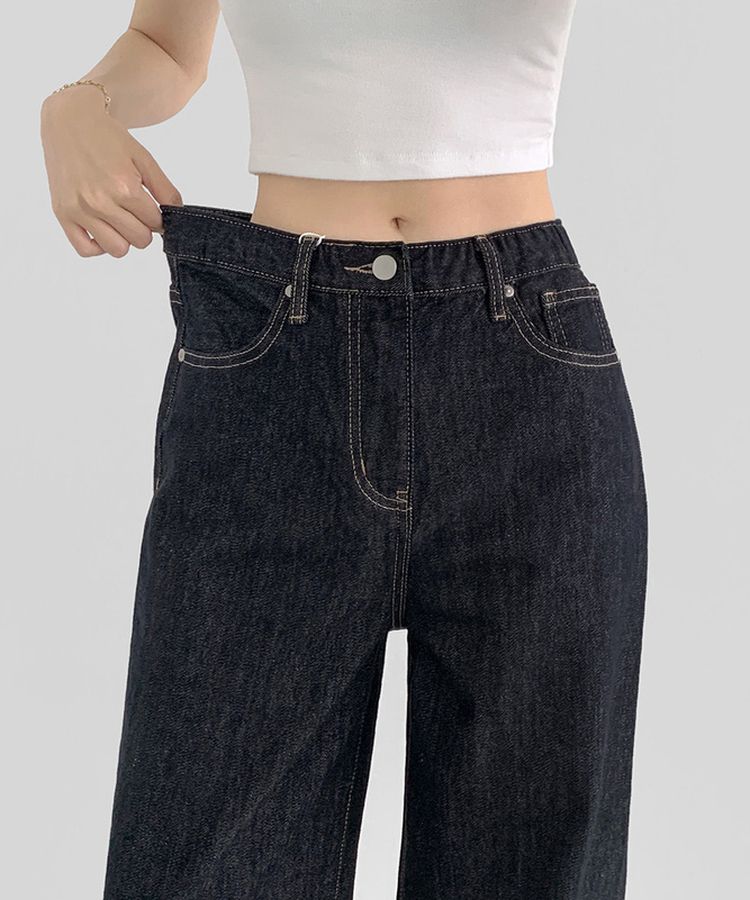 2XL4계절 논페이드 생지 뒷밴딩 와이드핏 데님팬츠 블루