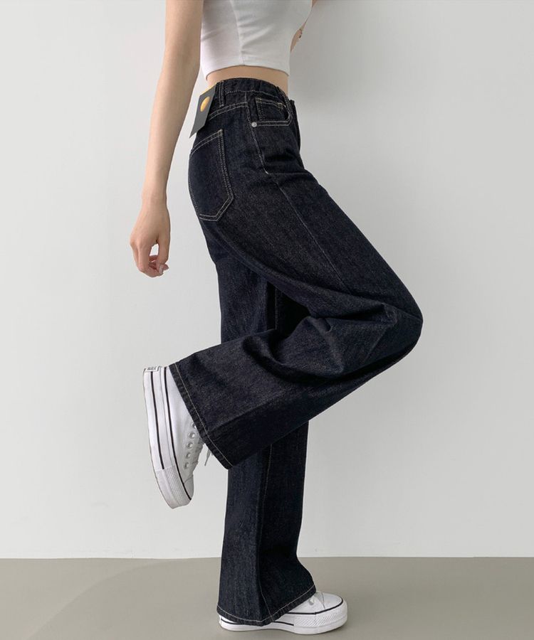 2XL4계절 논페이드 생지 뒷밴딩 와이드핏 데님팬츠 블루