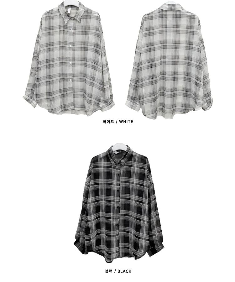 シャツ シースルールーズフィットチェックシャツ