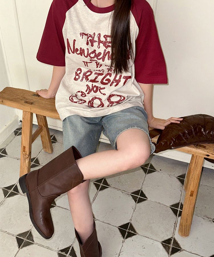 ブライトラグラン半袖Tシャツ BURGUNDY