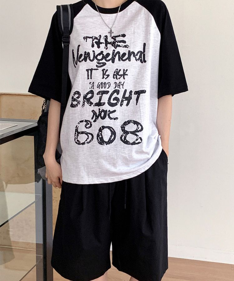ブライトラグラン半袖Tシャツ BLACK