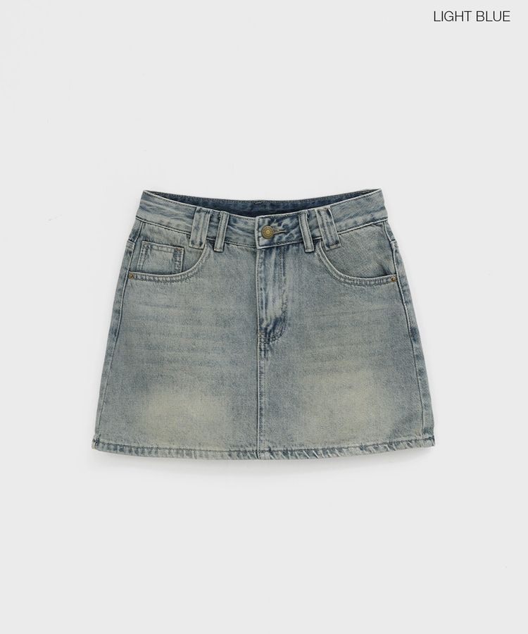 ウォッシングデニムミニスカートパンツ