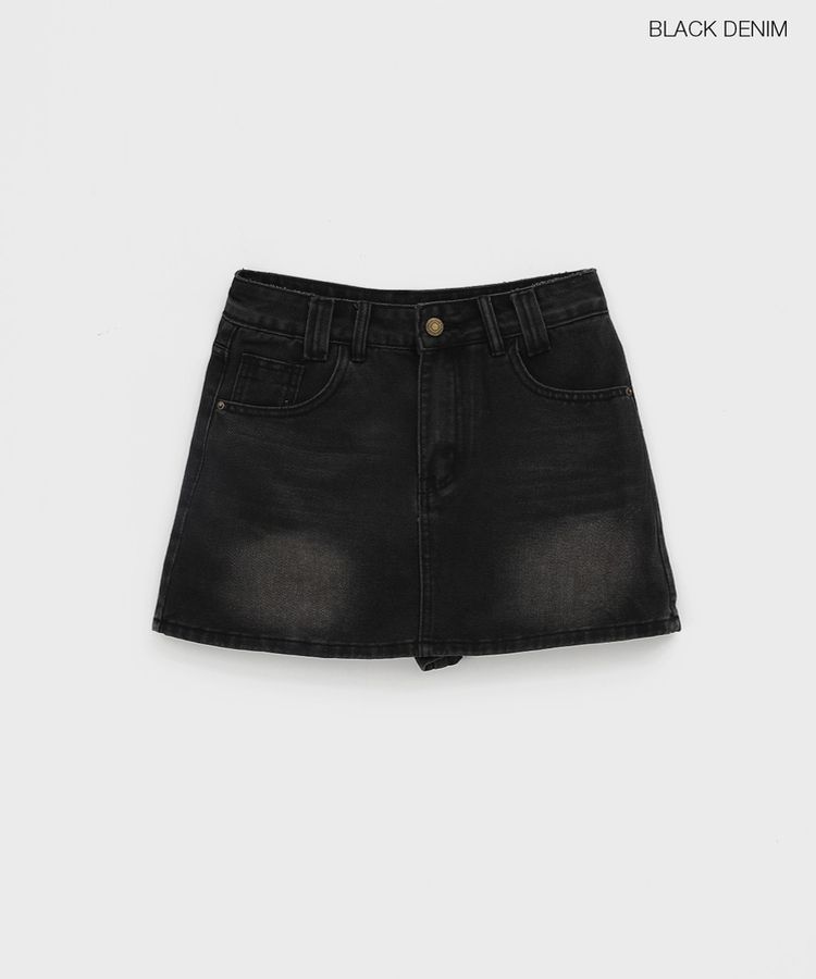 ウォッシングデニムミニスカートパンツ