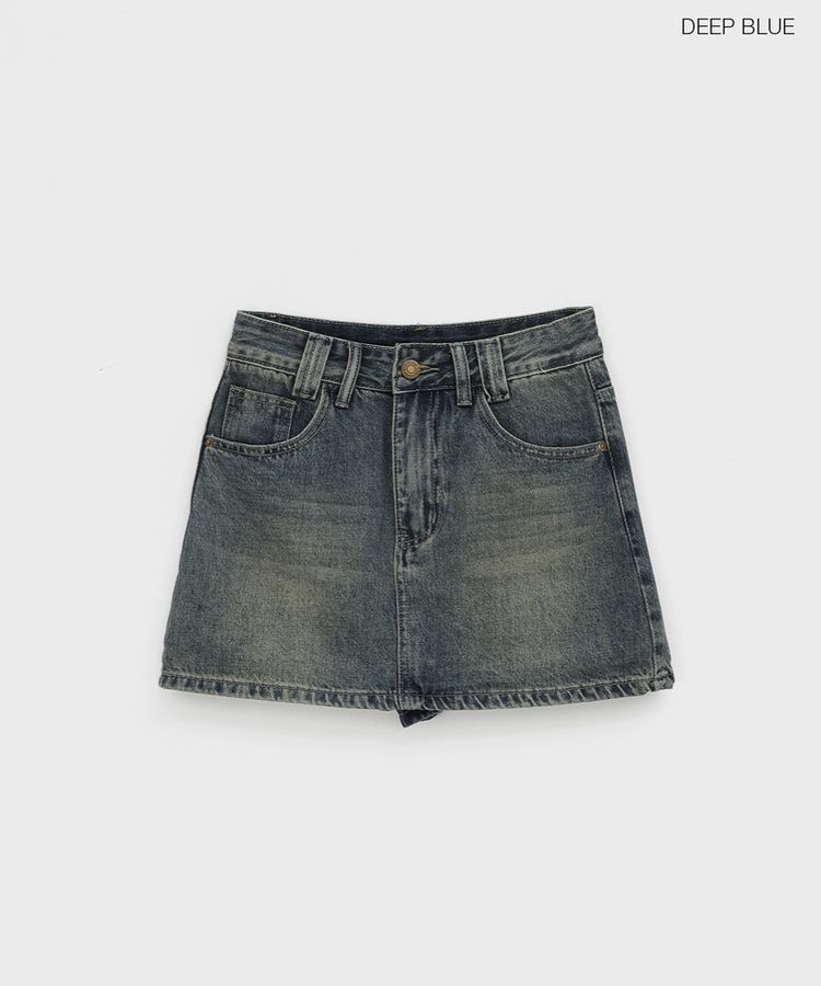 ウォッシングデニムミニスカートパンツ
