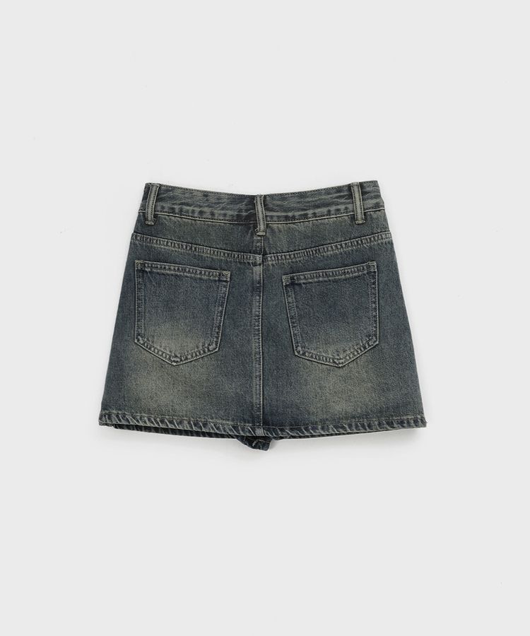 ウォッシングデニムミニスカートパンツ