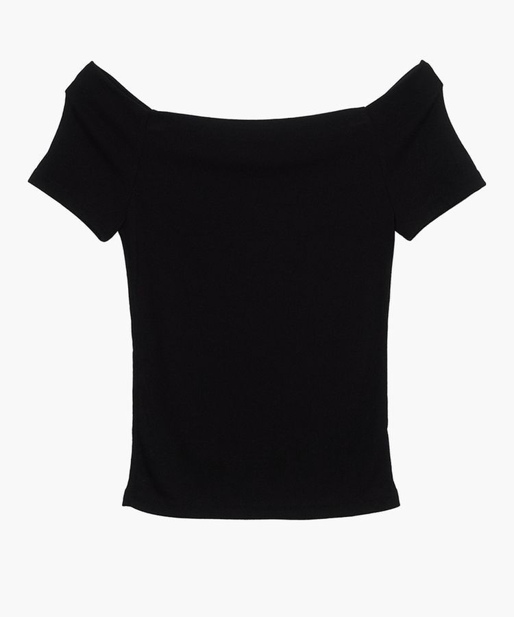 オフショルダースリムフィット半袖Tシャツ