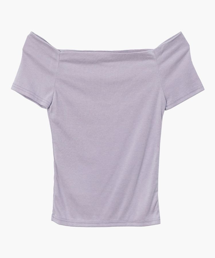 オフショルダースリムフィット半袖Tシャツ