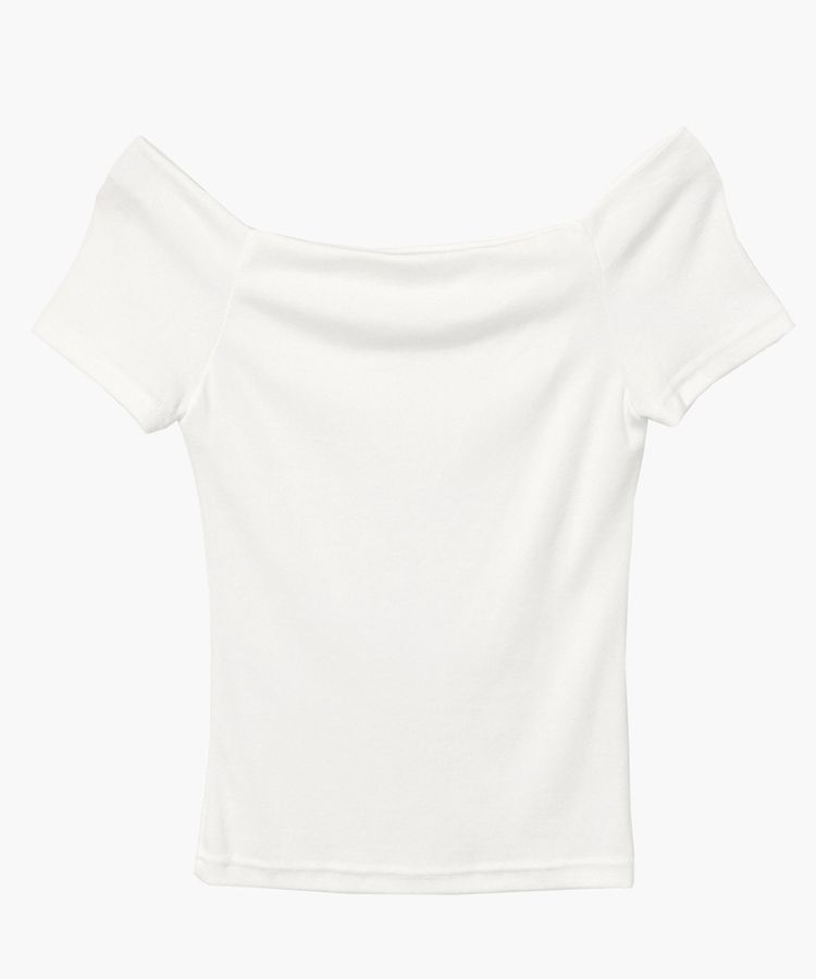 オフショルダースリムフィット半袖Tシャツ
