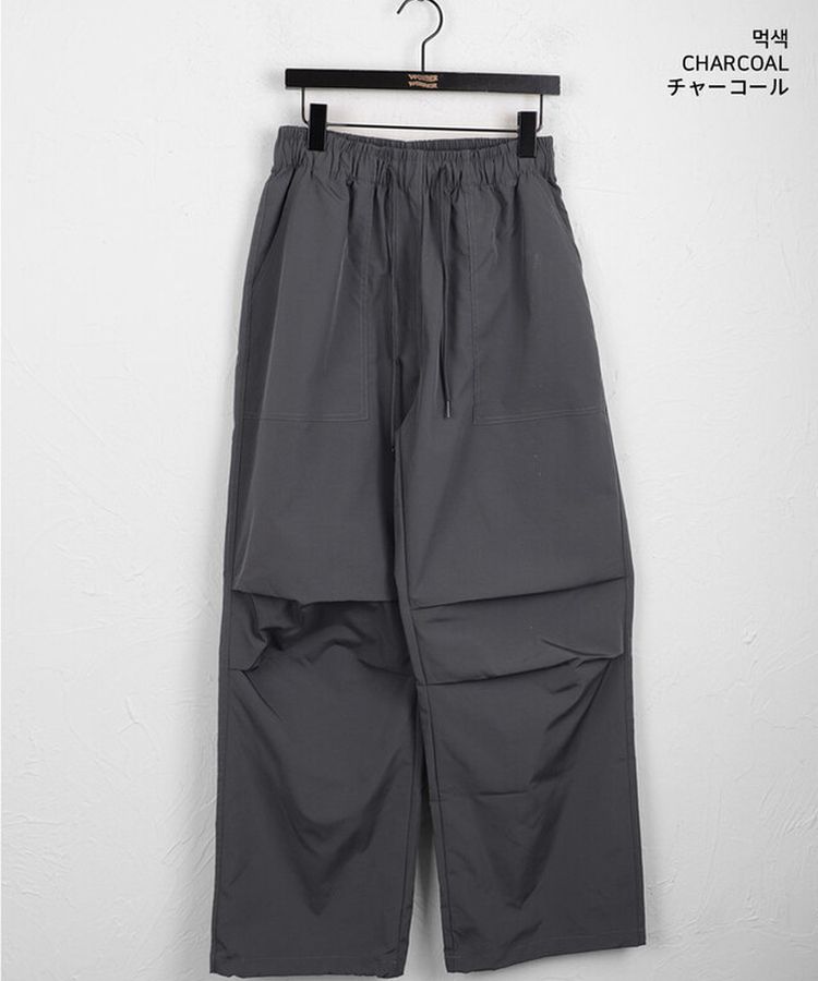 日本未入荷 ラインストーン スター ロングライン ジョガー ナイロンシャーリングロングワイドジョガーパンツ｜コットン