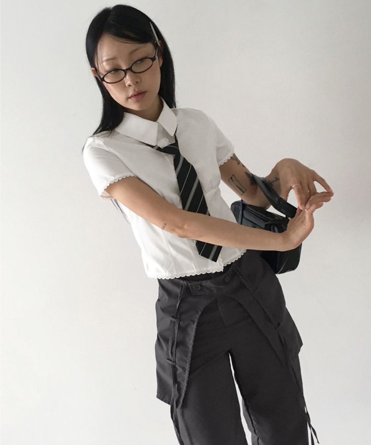 SPS27881 ナイロンレイヤードスカートパンツ コットンパンツ