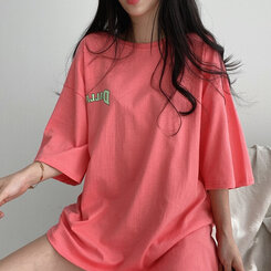半袖Tシャツ ラビットプリント半袖Tシャツ ピンク