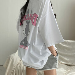 半袖Tシャツ ラビットプリント半袖Tシャツ ホワイト