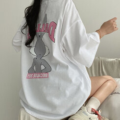 半袖Tシャツ ラビットプリント半袖Tシャツ ホワイト