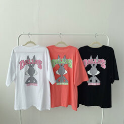半袖Tシャツ ラビットプリント半袖Tシャツ