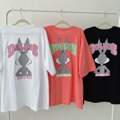 半袖Tシャツ ラビットプリント半袖Tシャツ