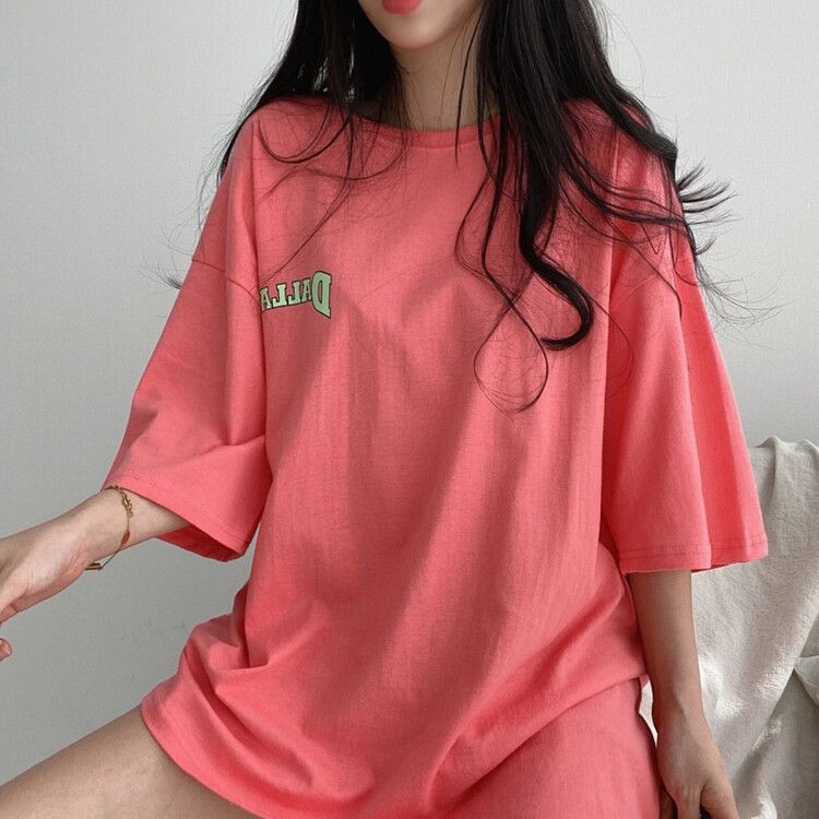 ラビットプリント半袖Tシャツ ピンク