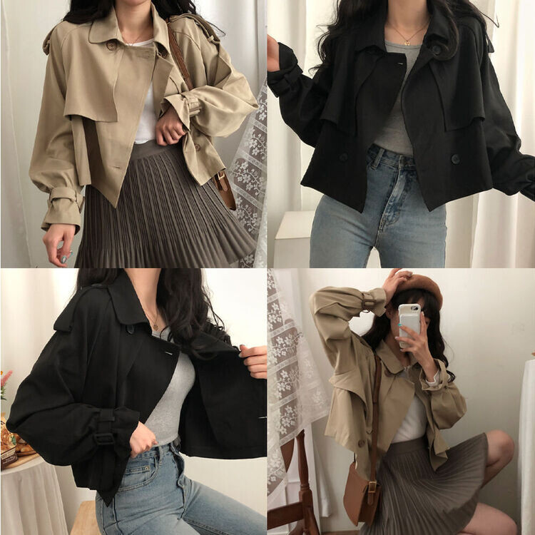 풀 디테일 크롭 트렌치 자켓