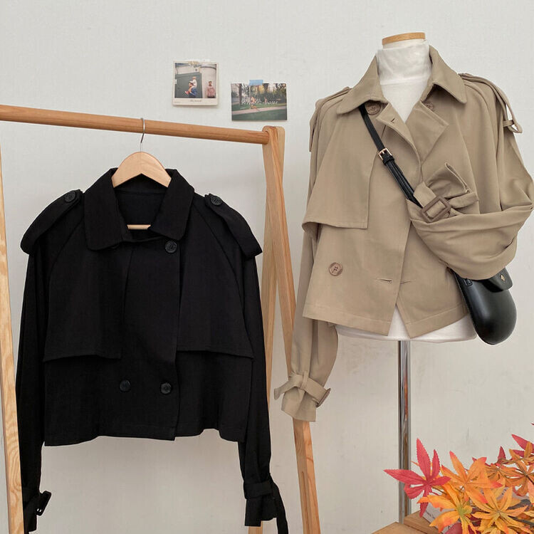 풀 디테일 크롭 트렌치 자켓