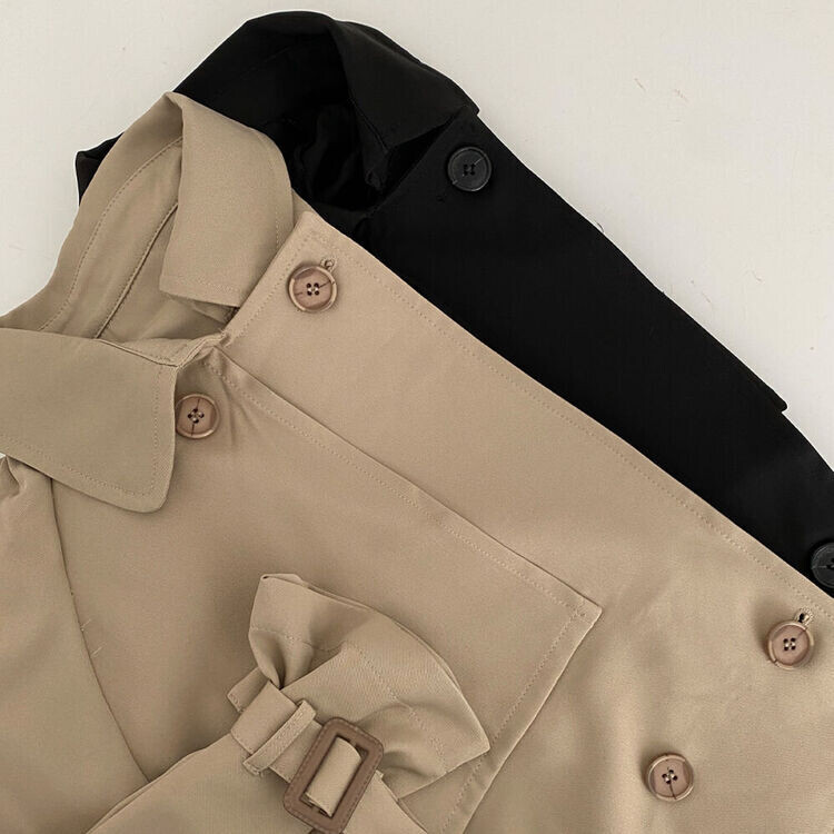 풀 디테일 크롭 트렌치 자켓