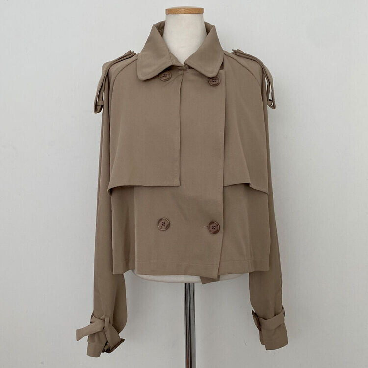 풀 디테일 크롭 트렌치 자켓