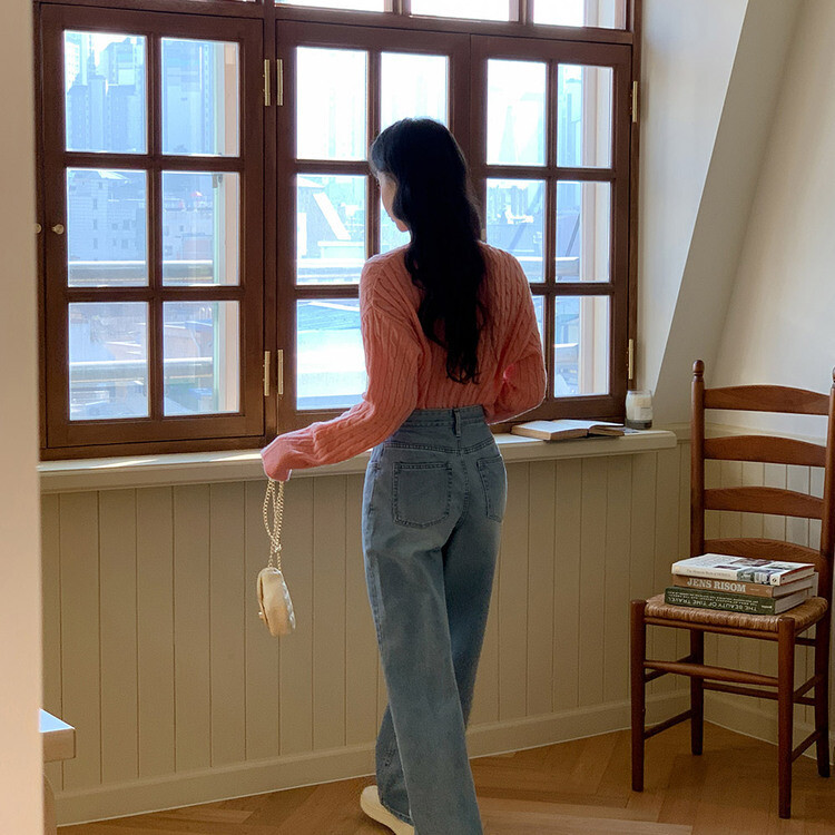 [캐시미어]7days 매일 입는 15컬러 꽈배기 라운드 니트 라이트핑크