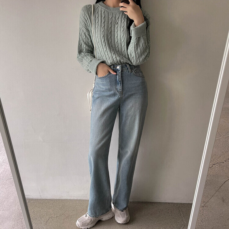 [캐시미어]7days 매일 입는 15컬러 꽈배기 라운드 니트 민트