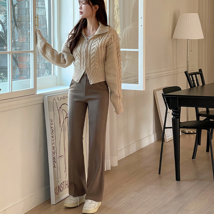 [기획] 뱃살 쏘옥! 완벽커버 투버튼 일자 슬랙스 (150/160/170) 브라운(150)