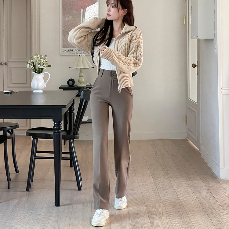 [기획] 뱃살 쏘옥! 완벽커버 투버튼 일자 슬랙스 (150/160/170) 브라운(150)