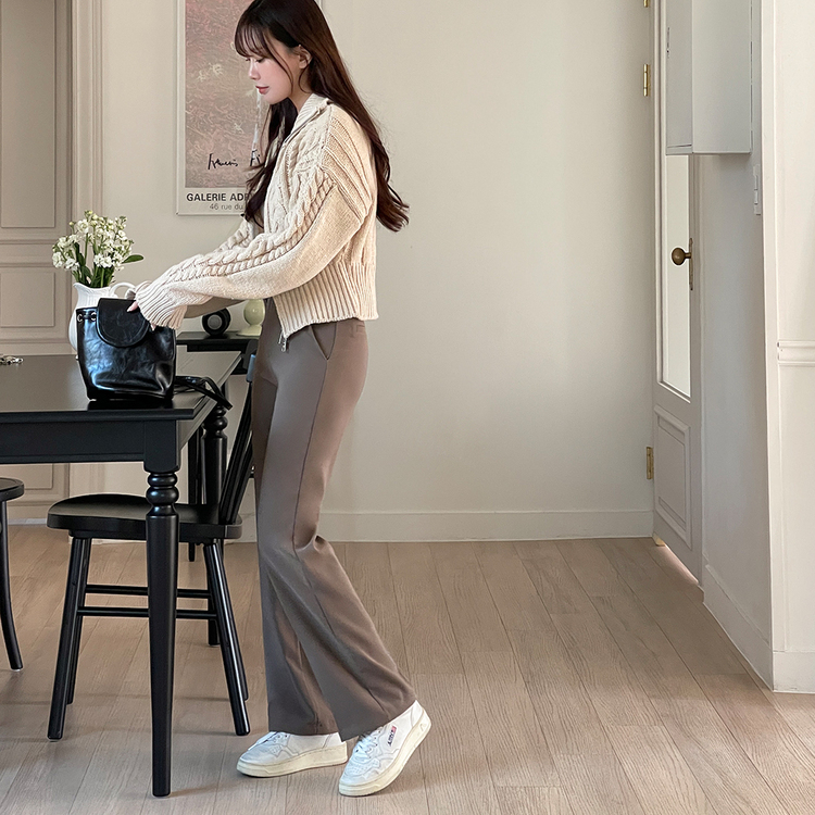 [기획] 뱃살 쏘옥! 완벽커버 투버튼 일자 슬랙스 (150/160/170) 브라운(150)