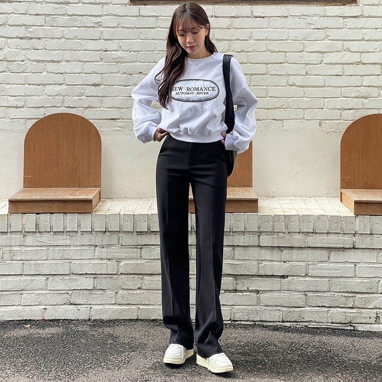 [기획] 뱃살 쏘옥! 완벽커버 투버튼 일자 슬랙스 (150/160/170) 블랙(150)