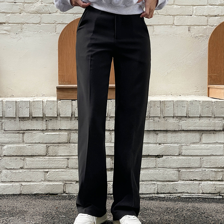 [기획] 뱃살 쏘옥! 완벽커버 투버튼 일자 슬랙스 (150/160/170) 블랙(150)