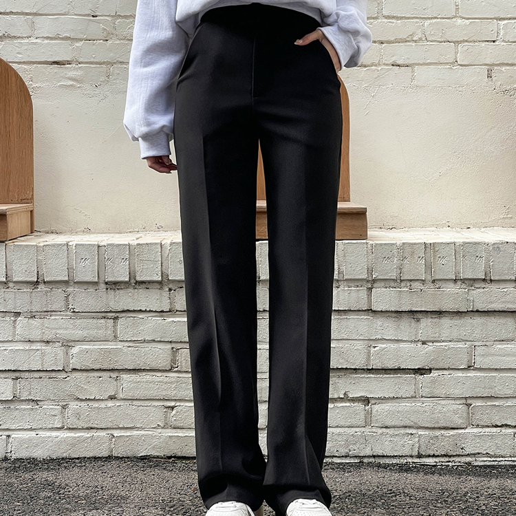 [기획] 뱃살 쏘옥! 완벽커버 투버튼 일자 슬랙스 (150/160/170) 블랙(150)