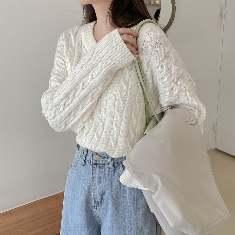 [기획] 매일이 포근♥ 브이넥 라운드넥 울 니트_2type 아이보리