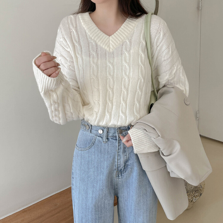[기획] 매일이 포근♥ 브이넥 라운드넥 울 니트_2type 아이보리