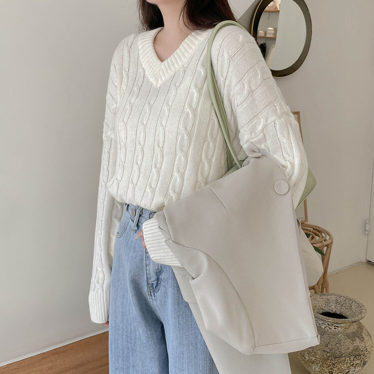 [기획] 매일이 포근♥ 브이넥 라운드넥 울 니트_2type 아이보리