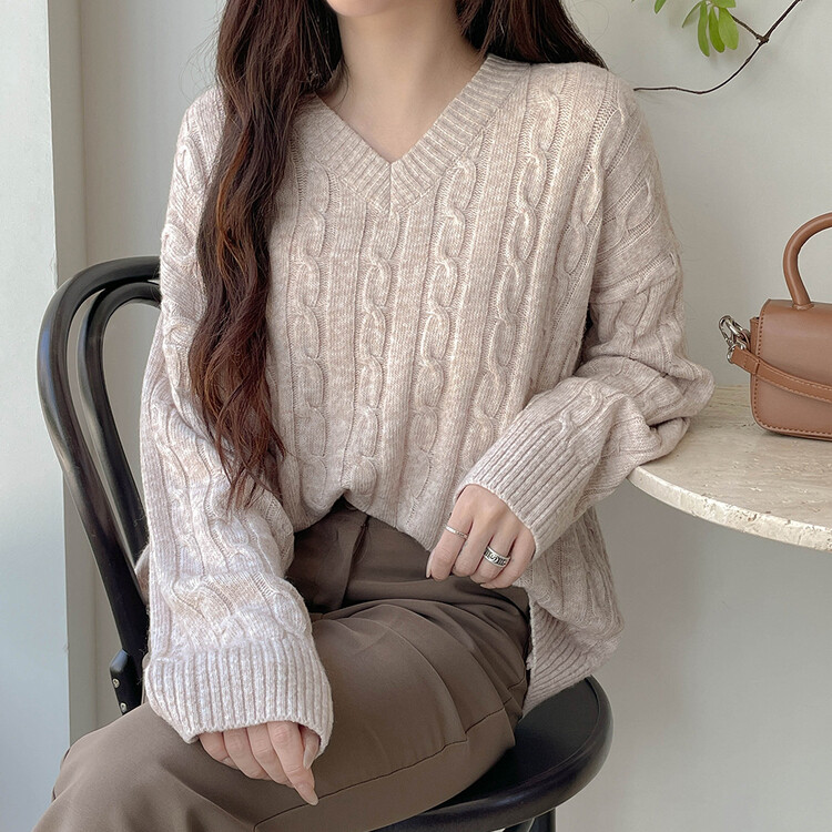 [기획] 매일이 포근♥ 브이넥 라운드넥 울 니트_2type 오트밀