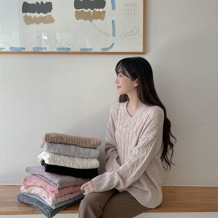 [기획] 매일이 포근♥ 브이넥 라운드넥 울 니트_2type 오트밀