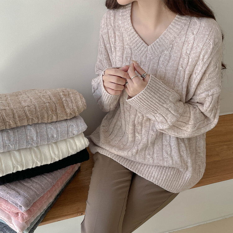 [기획] 매일이 포근♥ 브이넥 라운드넥 울 니트_2type 오트밀