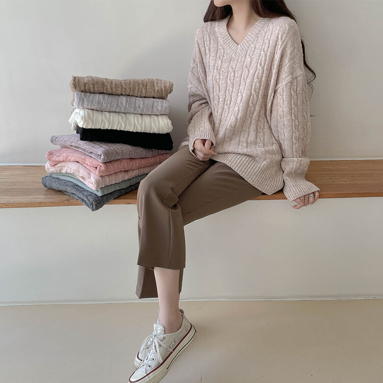 [기획] 매일이 포근♥ 브이넥 라운드넥 울 니트_2type 오트밀