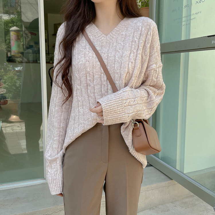 [기획] 매일이 포근♥ 브이넥 라운드넥 울 니트_2type 오트밀