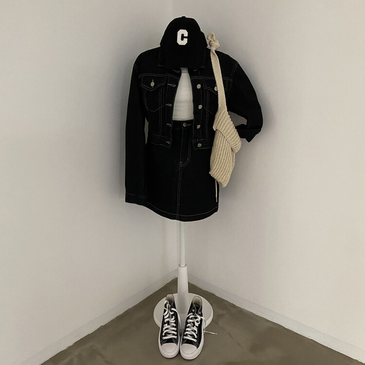 【セット】デニムスカート&ニットトップス デニムタイトスカート｜Liesse（リエス）｜商品詳細｜メルローズ