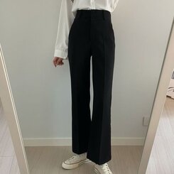 スラックス ツーボタンハイウエストスラックス ブラック