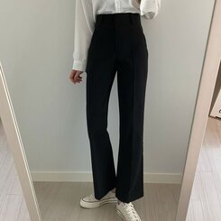 スラックス ツーボタンハイウエストスラックス ブラック