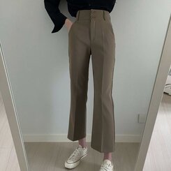 スラックス ツーボタンハイウエストスラックス ブラウン