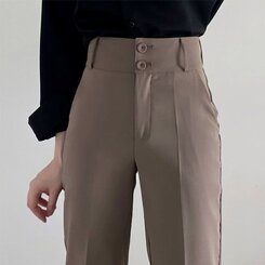 スラックス ツーボタンハイウエストスラックス ブラウン