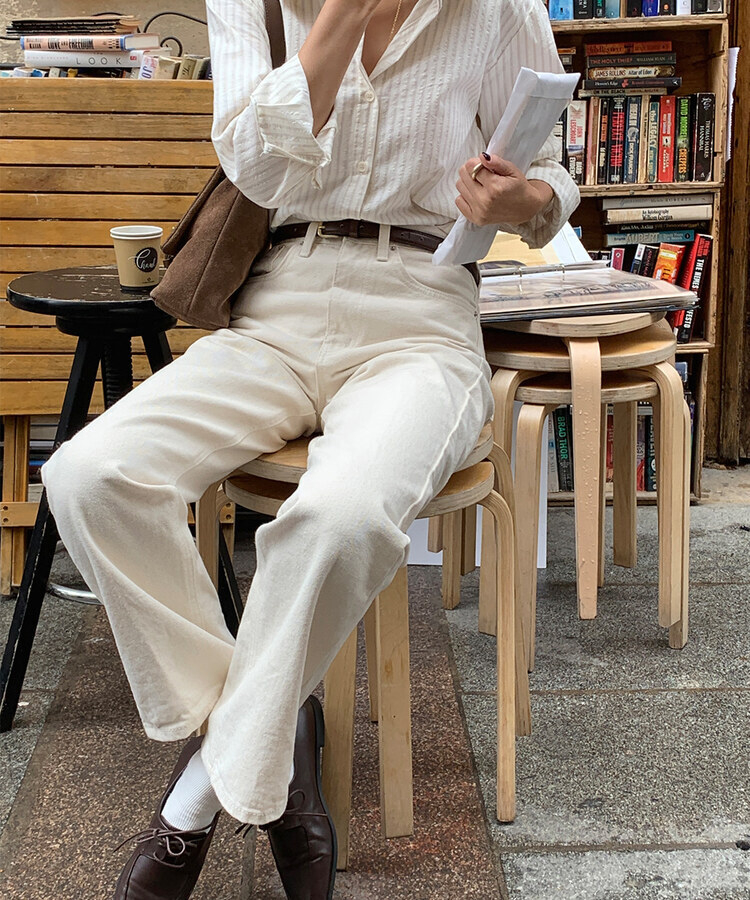 ベーシックコットンロングパンツ CREAM