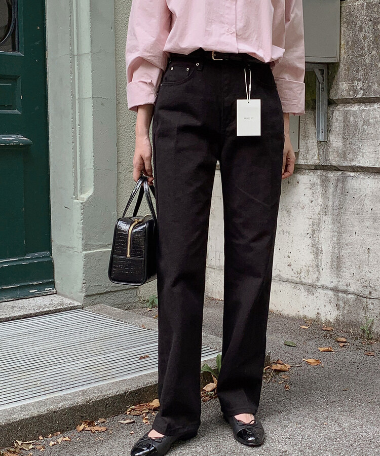 ベーシックコットンロングパンツ BLACK