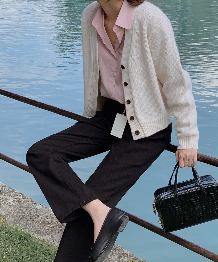 ベーシックコットンロングパンツ BLACK