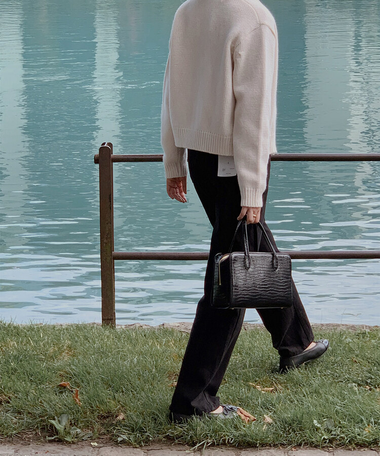 ベーシックコットンロングパンツ BLACK