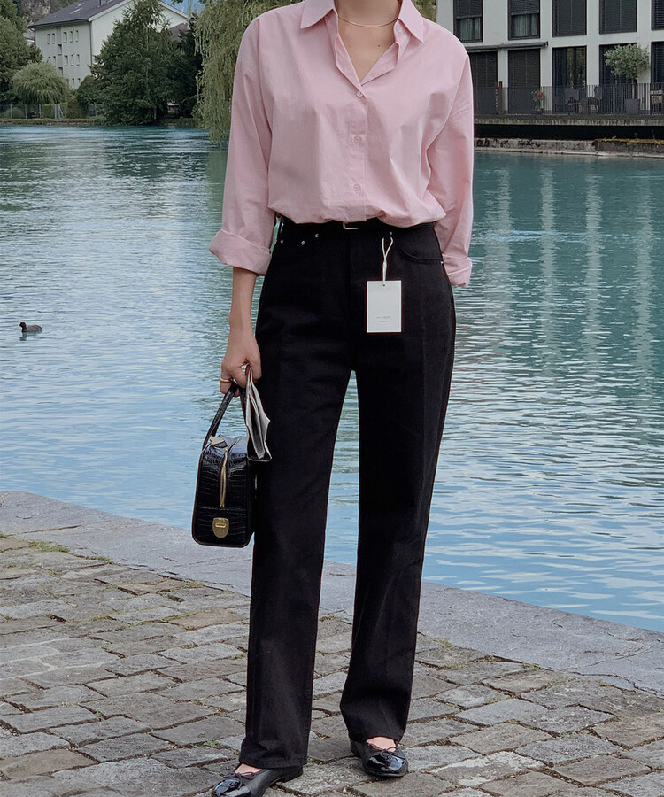 ベーシックコットンロングパンツ BLACK